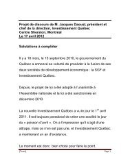 Projet de discours de M. Jacques Daoust, prÃ©sident et chef de la ...