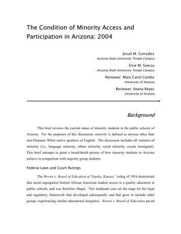 The Condition of Minority Access and Participation in Arizona: 2004
