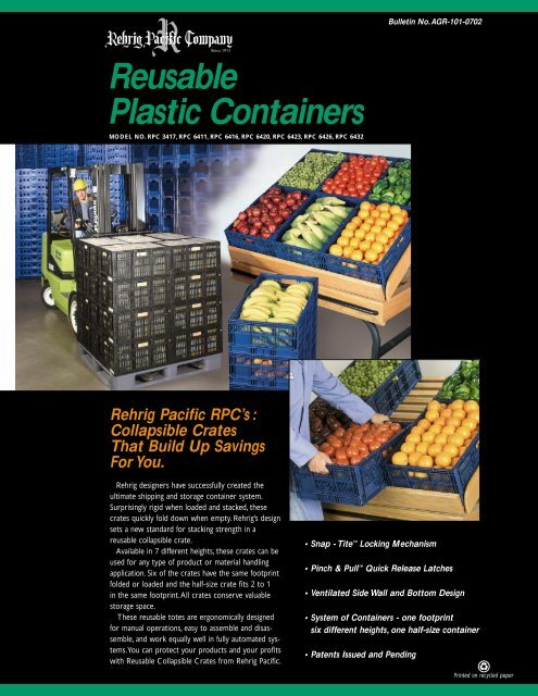 Folded Rpc Containers Reusable Plastic Containers - Rehrig Pacific Company