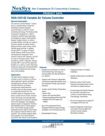 NXA-VAV-02 Variable Air Volume Controller ... - Johnson Controls