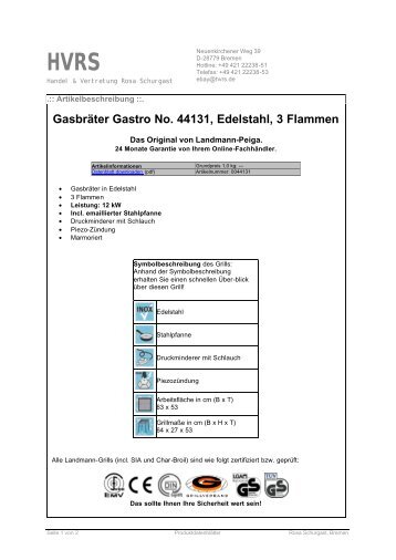 Gasbräter Gastro No. 44131, Edelstahl, 3 Flammen
