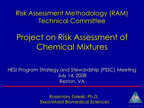 Project on Risk Assessment of Chemical Mixtures