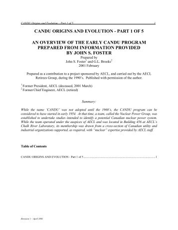 CANDU ORIGINS AND EVOLUTION - Canteach