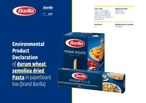 brand Barilla - The International EPDÂ® System