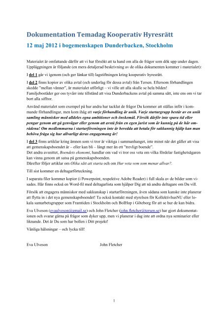 Rapport Fran Temadagen I Pdf Format Kollektivhus Nu