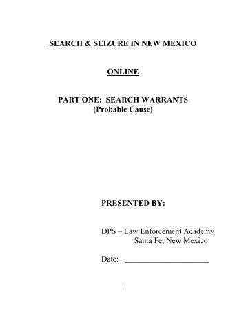 search warrants in new mexico - NMDPS Law Enforcement Academy