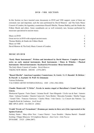 1 In this Section we have inserted some documents in DVD and ...