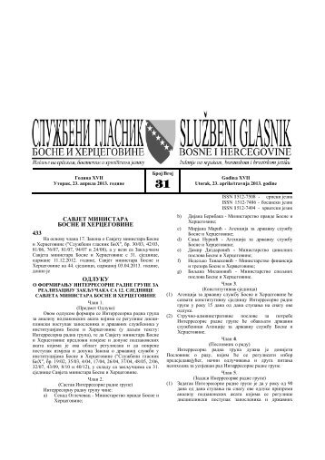 broj 31 - JP NIO SluÅ¾beni list Bosne i Hercegovine