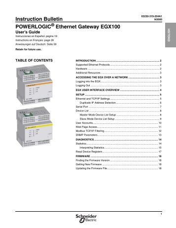 Ethernet Gateway EGX100 - Schneider Electric
