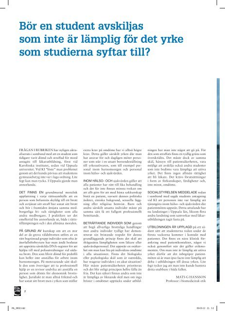 Moderna LÃƒÂ¤kare nr 2 2009 - Sveriges lÃƒÂ¤karfÃƒÂ¶rbund