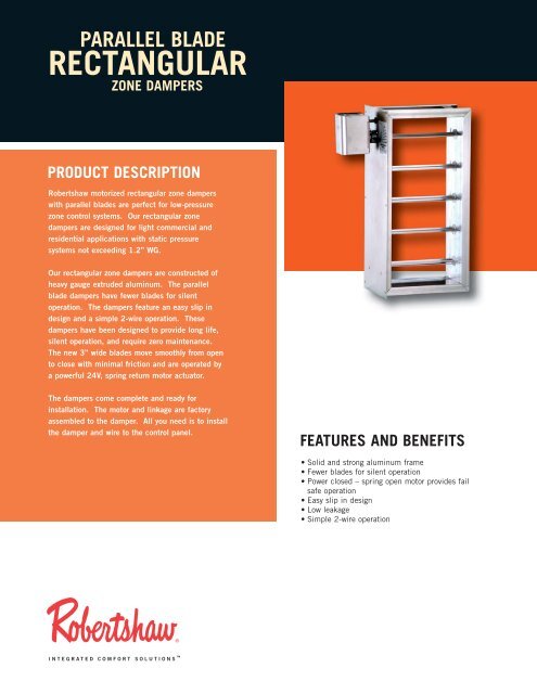 Parallel Blade Rectangular Zone Dampers DAOP Series