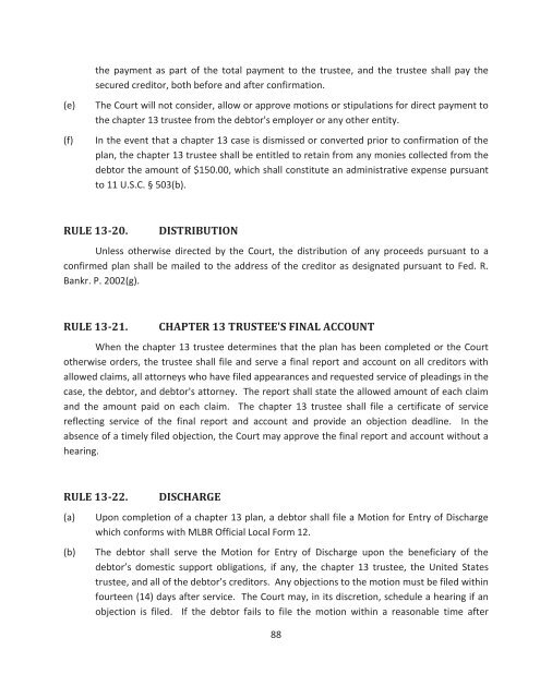 Appendix 1 - Chapter 13 Rules