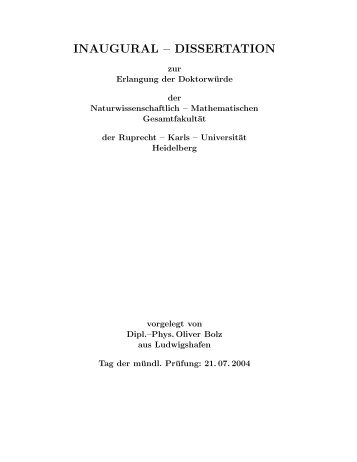 INAUGURAL – DISSERTATION - Max-Planck-Institut für Kernphysik ...