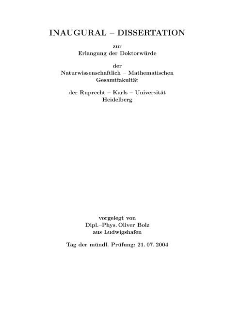 INAUGURAL – DISSERTATION - Max-Planck-Institut für Kernphysik ...