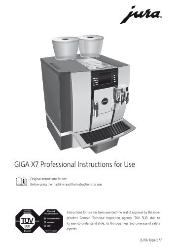 Instructions for Use, Manual JURA GIGA X7 Professional