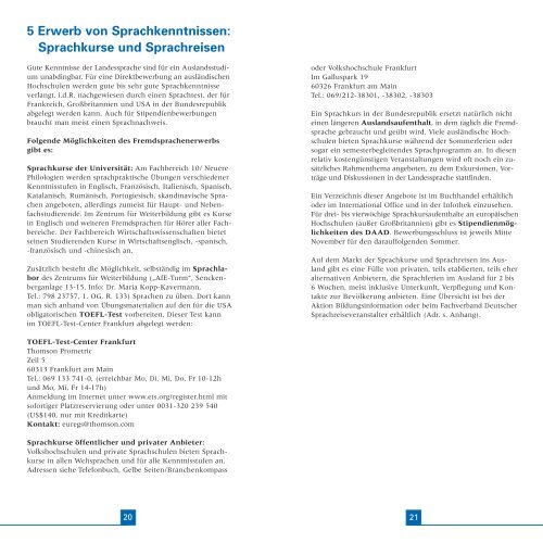 Studium im Ausland - Goethe-Universität