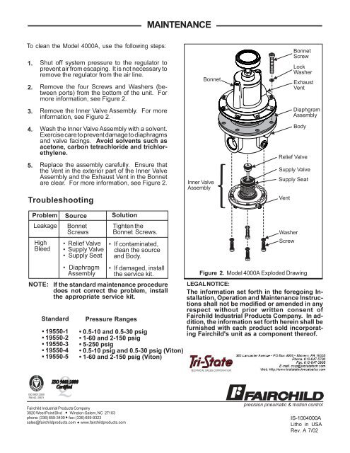 M4000A IOM - Fairchild Industrial Products