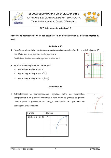 Resolver as actividades 10 e 11 das páginas 43 e 44 e os ...