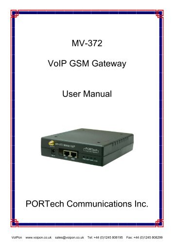 PORTech MV-372 User Manual (PDF)
