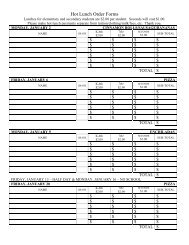 Hot lunch order forms for January and February