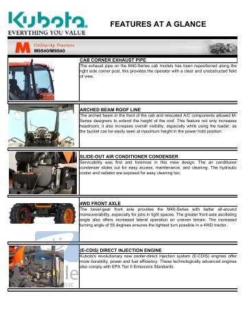 Kubota Tractors M Series Deluxe Utility M8540 M9540 Features