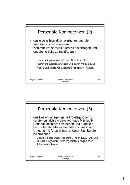 Train the Trainer in der Diabetologie - Zentrum Patientenschulung