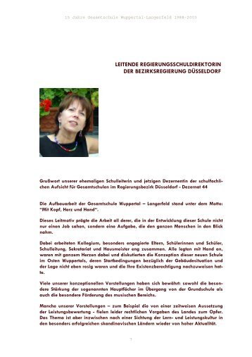 GruÃwort Heidemarie SchÃ¤fers - Gesamtschule Wuppertal-Langerfeld