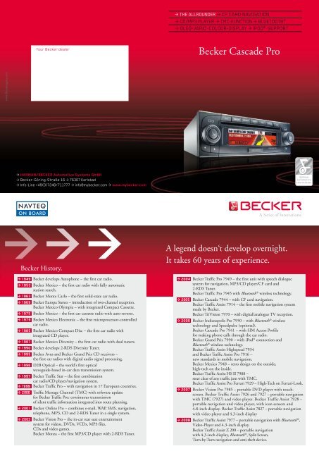 Becker Cascade Pro - Harman/Becker Automotive Systems GmbH
