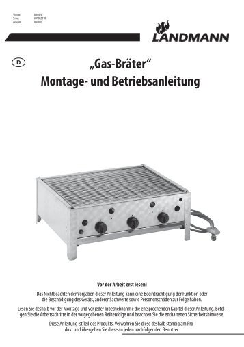 „Gas-Bräter“ Montage- und Betriebsanleitung ® - myBBQStore24.de