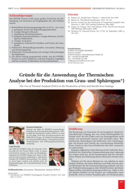 11/12 - Verein Ã¶sterreichischer GieÃereifachleute