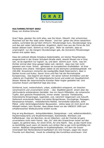 KULTURWELTSTADT GRAZ Essay von Andrea Schurian Graz ...