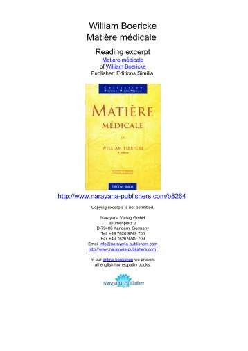 William Boericke Matičre médicale - Narayana Publishers