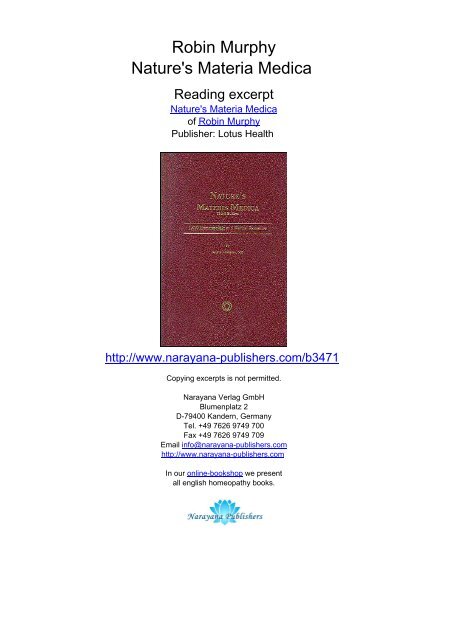 Robin Murphy Nature's Materia Medica - Narayana Publishers