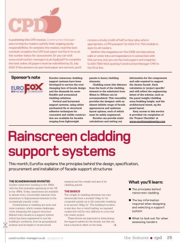 Rainscreen cladding support systems - Building
