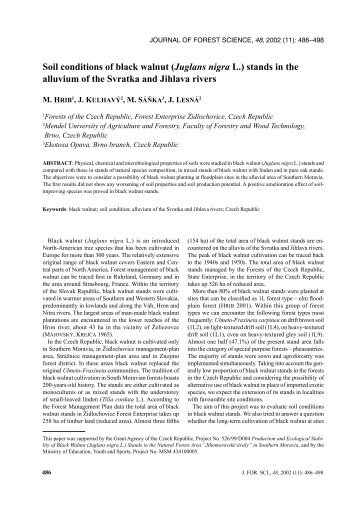Soil conditions of black walnut (Juglans nigra L.) stands in the ...