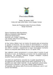 Il discorso del Presidente della Provincia di Biella Sergio ... - Biellaclub