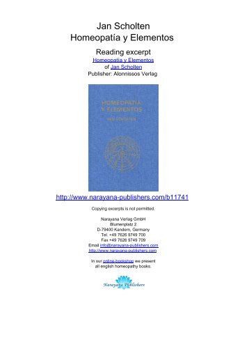 Jan Scholten Homeopatía y Elementos - Narayana Publishers