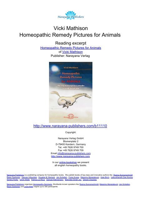 Vicki Mathison Homeopathic Remedy Pictures for Animals
