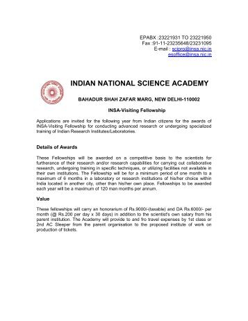 Application Form of Visiting Scientist - Indian National Science ...