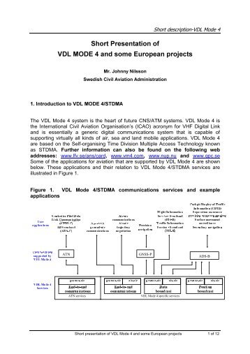 Short Presentation of VDL MODE 4 and some European projects