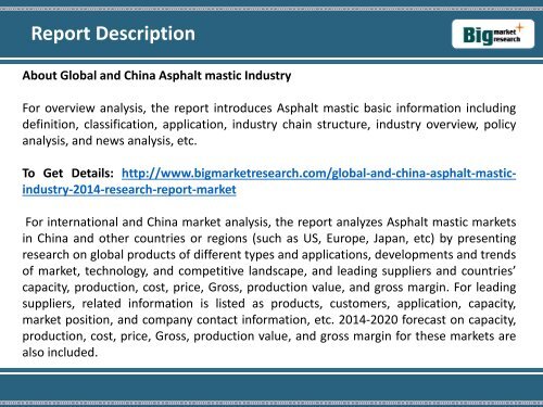 Global and China Asphalt mastic Industry Market Research,Share,Size,Forecaste 2014