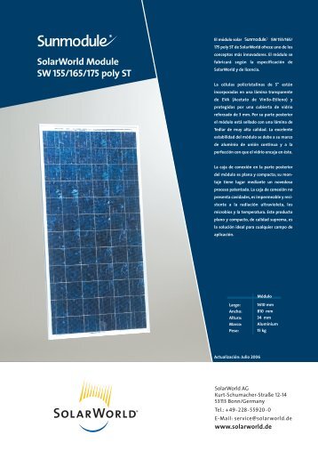 SolarWorld Module SW 155/165/175 poly ST - JHRoerden