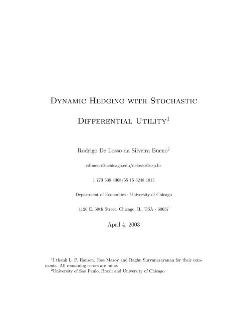 Dynamic Hedging with Stochastic Differential Utility