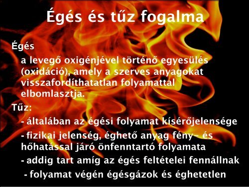 Égés és tűz fogalma