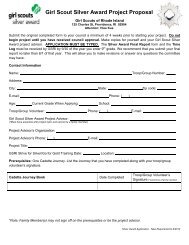 Silver Award Project Proposal Form - Girl Scouts of Rhode Island