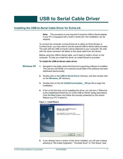 Usb to serial cable driver - Natus Medical Incorporated