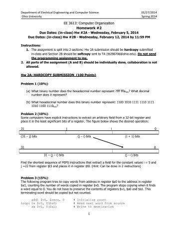 EE 3613: Computer Organization Homework #2 - Ace - Ohio University