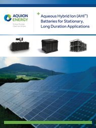 Aqueous Hybrid Ion (AHI ) Batteries for Stationary, Long Duration Applications