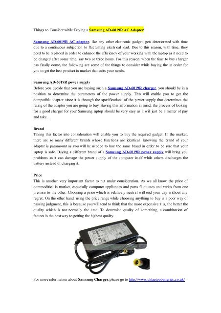 Things to Consider while Buying a Samsung AD-6019R AC Adapter.pdf