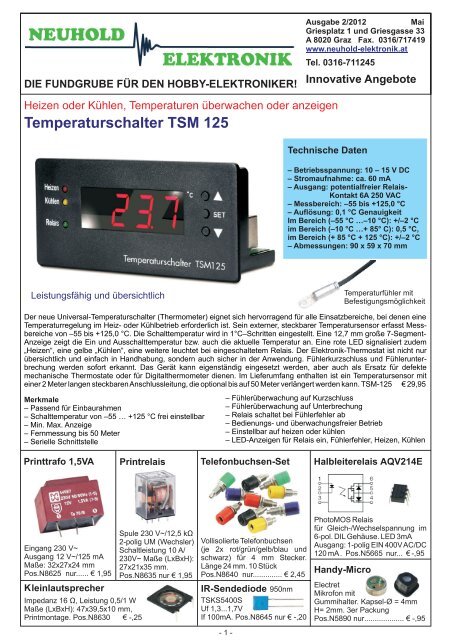 Temperaturschalter TSM 125 - Neuhold Elektronik